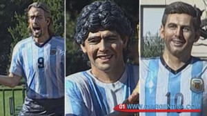 Maradona Messi Batistuta sculpture